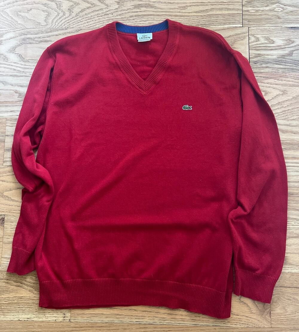 Men's Lacoste V Neck Pullover Sweater